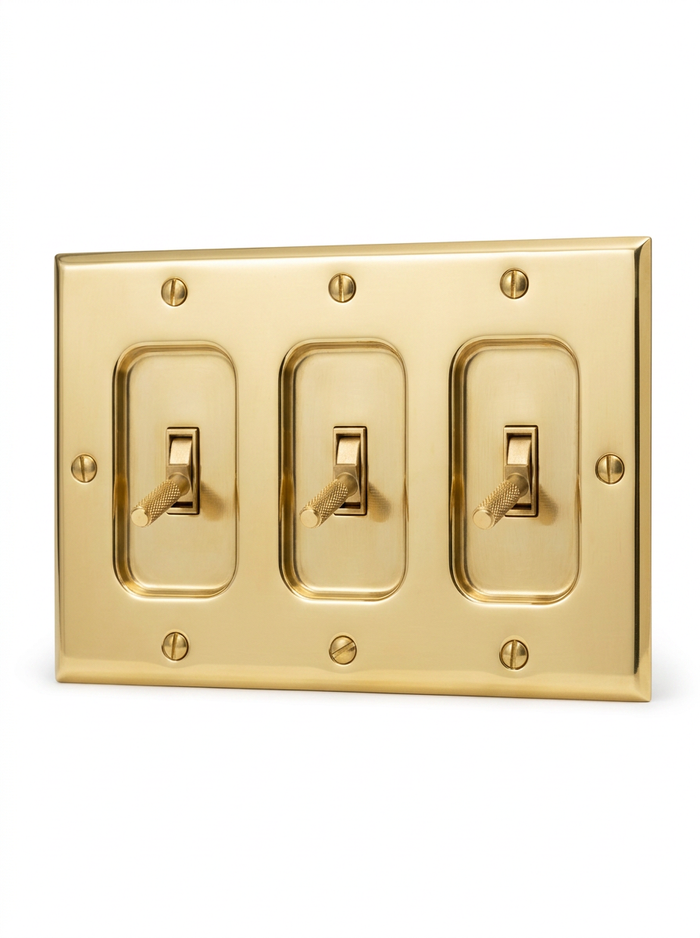 Ansel solid brass toggle switch 3-gang