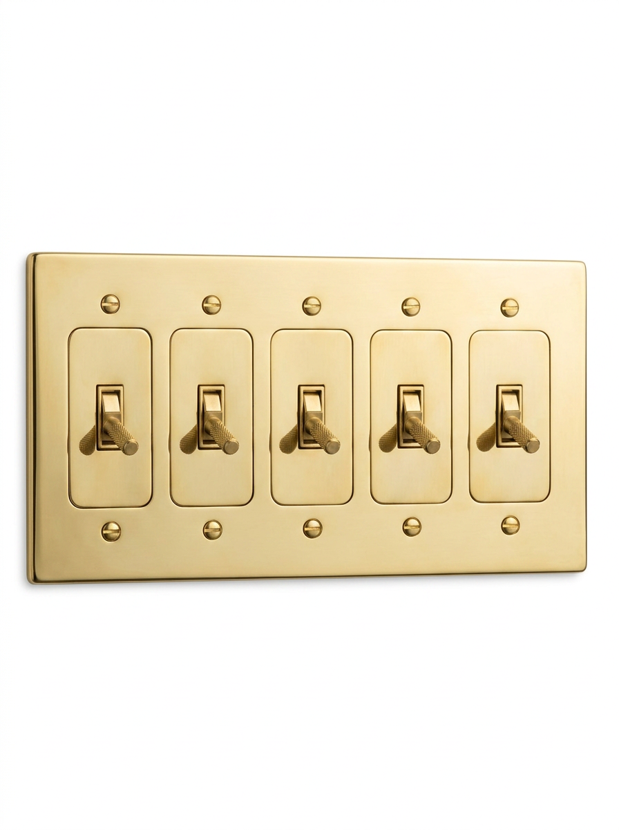 Ansel solid brass toggle switch 5-gang
