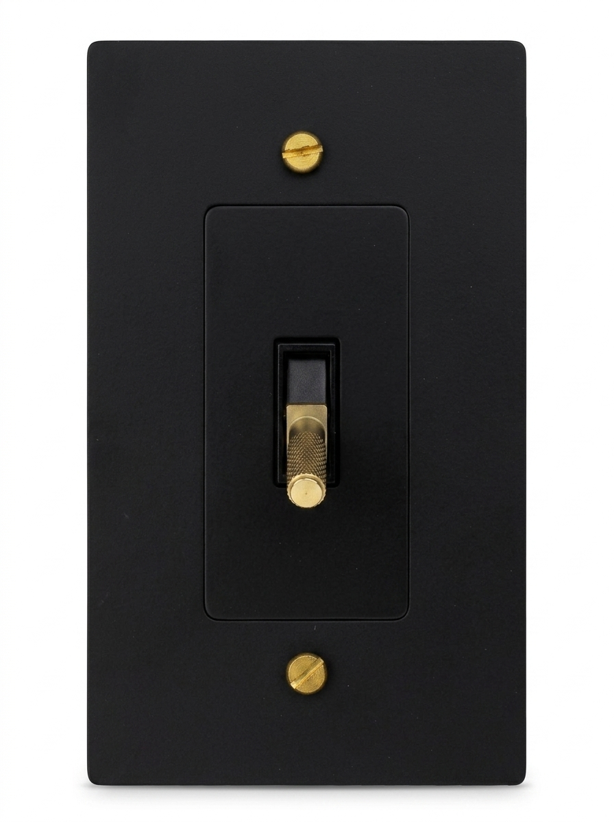 Ansel night black with brass toggle switch 1-gang