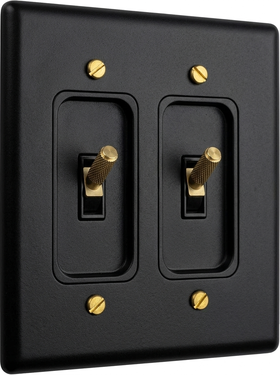 Ansel night black with brass toggle switch 2-gang