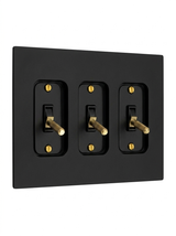 Ansel night black with brass toggle switch 3-gang
