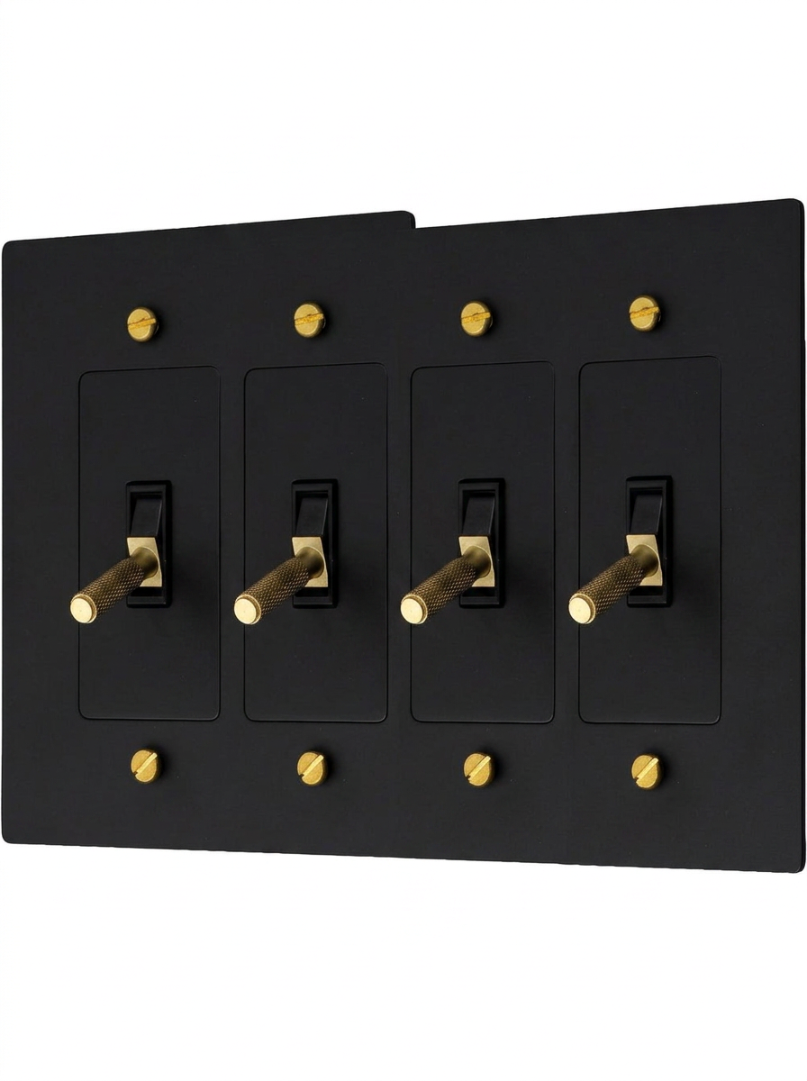 Ansel night black with brass toggle switch 4-gang