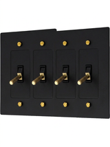 Ansel night black with brass toggle switch 4-gang