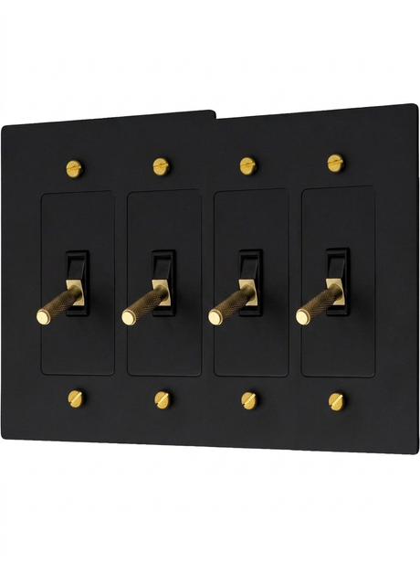 Ellis night black with brass toggle switch 4-gang