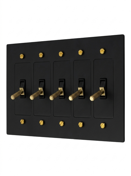 Ellis night black with brass toggle switch 5-gang