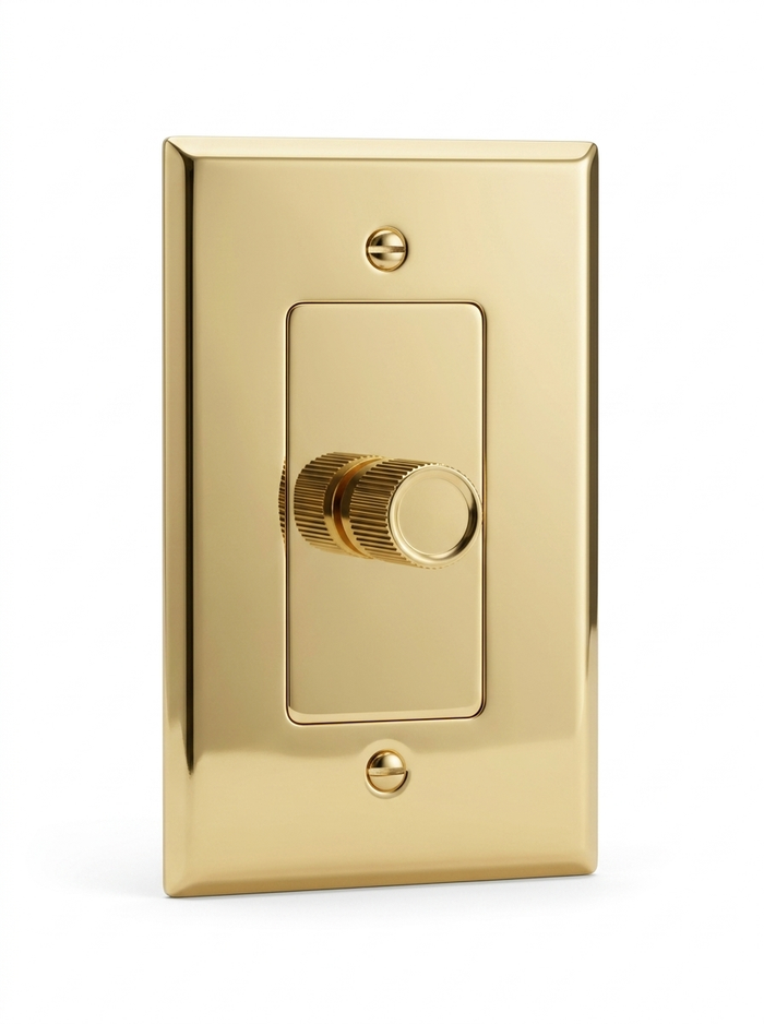 Rhone solid brass rotary dimmer 1-gang
