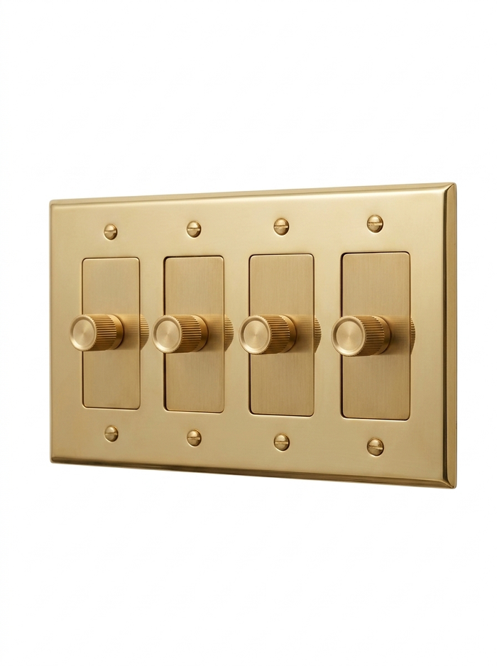 Rhone solid brass rotary dimmer 4-gang