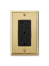 Voss solid brass USB outlet with USB-A and USB-C