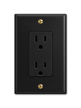 Voss night black with brass standard duplex outlet