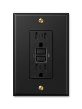Voss night black with brass GFCI outlet