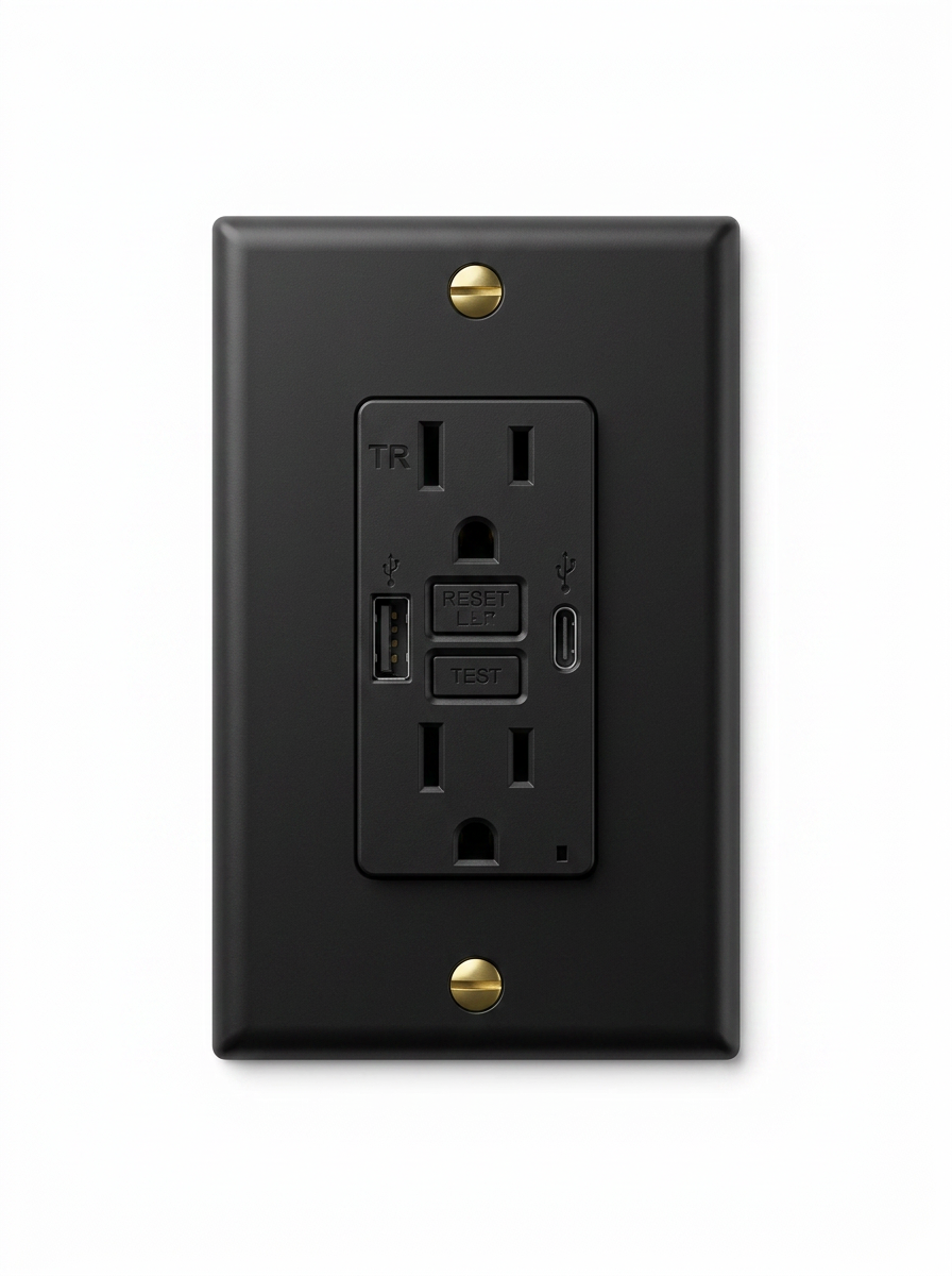 Voss night black with brass USB outlet