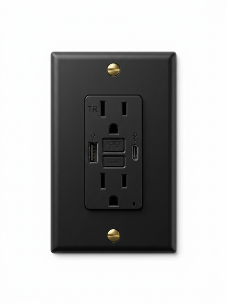 Voss night black with brass USB outlet