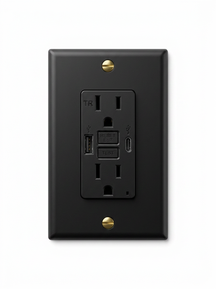Voss night black with brass USB outlet