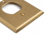 Voss brass plate corner and slotted screw close-up