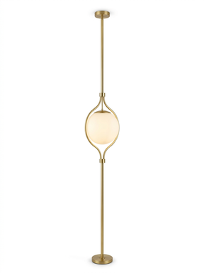 Elin floor-to-ceiling brass globe pole lamp studio