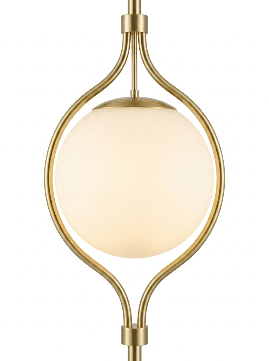 Elin frosted globe in brass ring bracket close-up