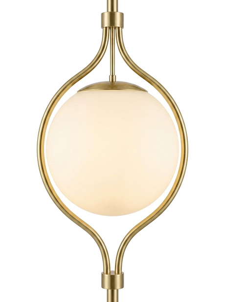 Elin frosted globe in brass ring bracket close-up