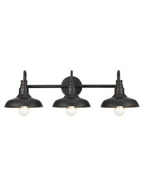 Doria 3-light matte-black farmhouse gooseneck vanity light studio