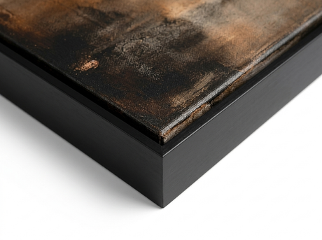 Esker black frame corner and canvas edge close-up