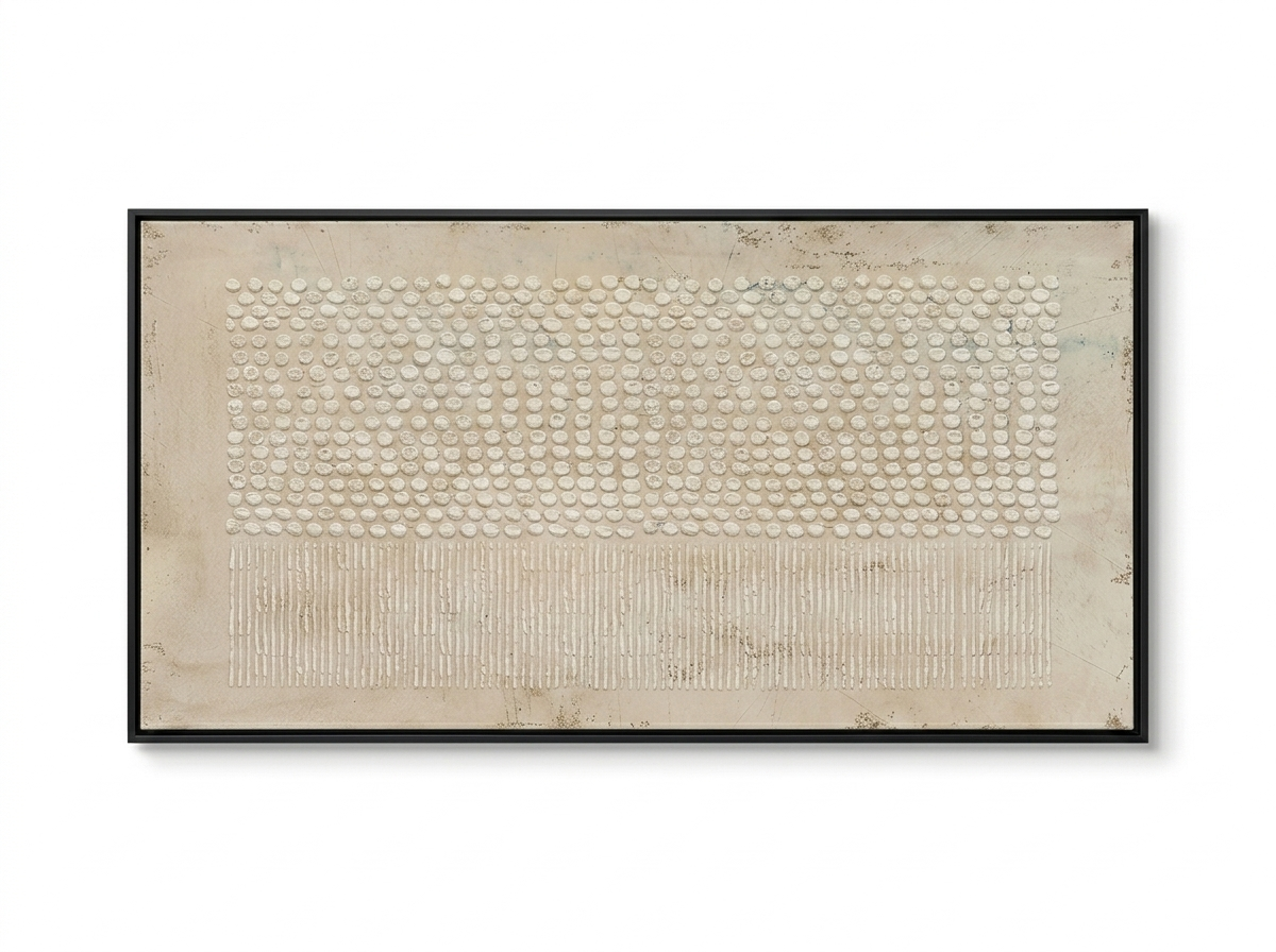 Dovre textured canvas in a black floating frame — studio