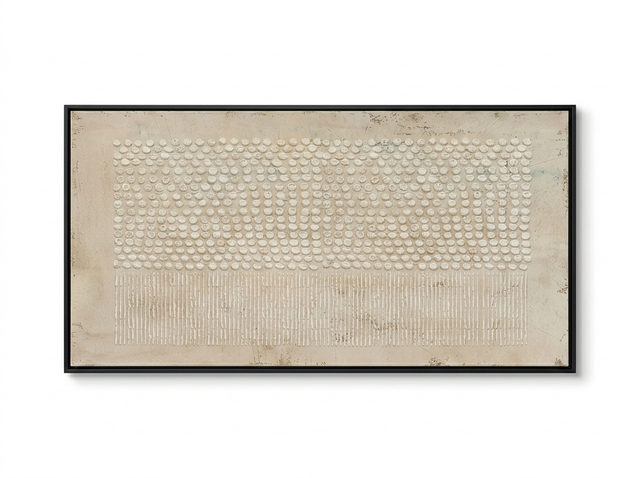 Dovre textured canvas in a black floating frame — studio