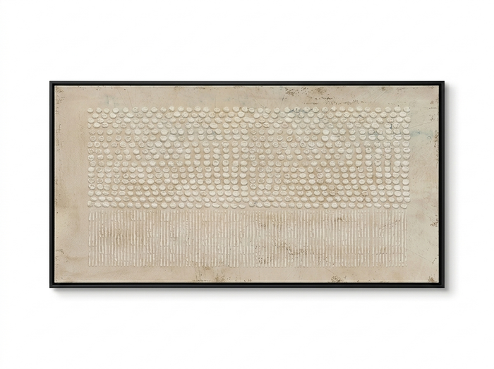 Dovre textured canvas in a black floating frame — studio