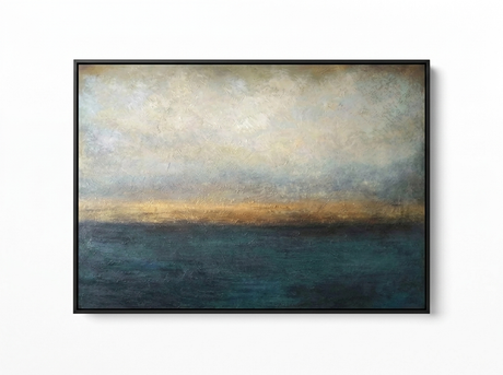 Havre seascape canvas in a black floating frame — studio
