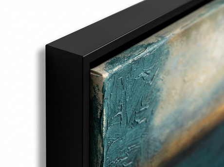 Havre black frame corner and canvas edge close-up