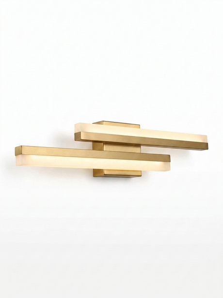 Orla asymmetric vanity light bar in gold — studio white
