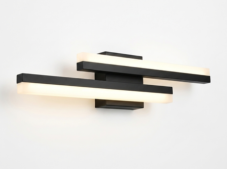 Orla asymmetric vanity light three-quarter view — studio white
