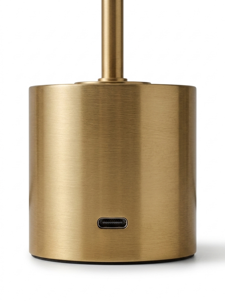 Ivo brass cylindrical base with USB charging port close-up