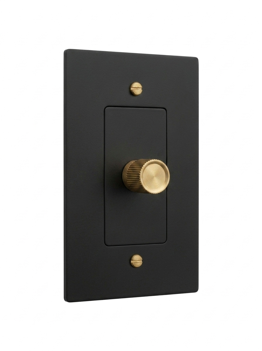 Orin night black with brass rotary dimmer 1-gang