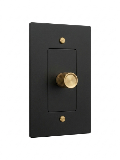 Orin night black with brass rotary dimmer 1-gang