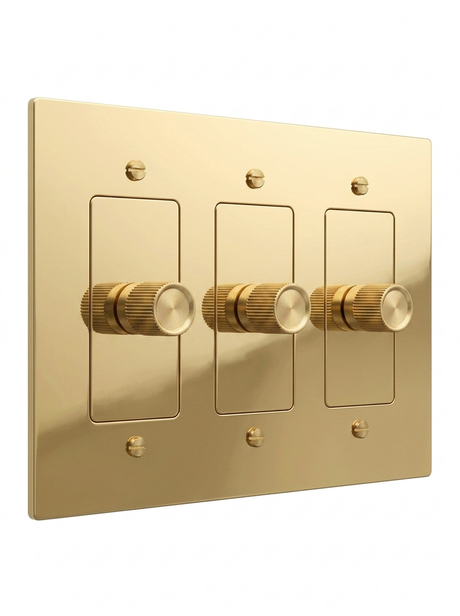 Orin solid brass rotary dimmer 3-gang