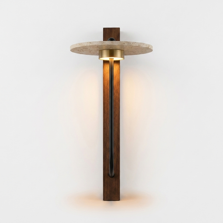Vero wall sconce, front studio view glowing warm