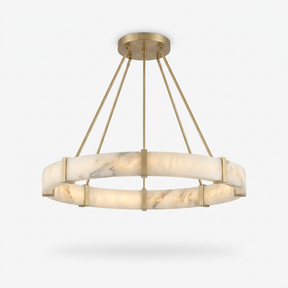 Aura alabaster ring chandelier, studio white