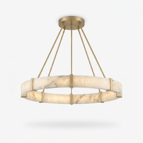 Aura alabaster ring chandelier, studio white