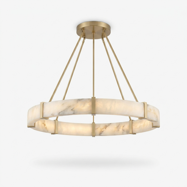 Aura alabaster ring chandelier, studio white
