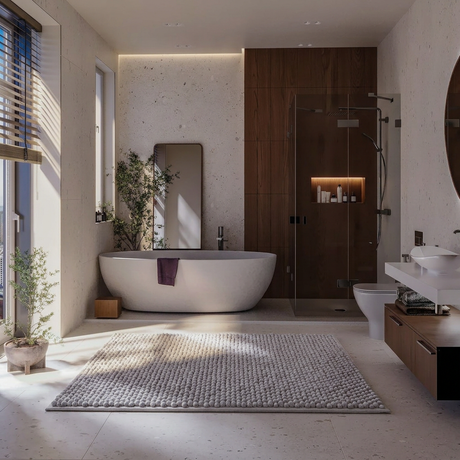 Nimbus bath rug in a luxury spa bathroom