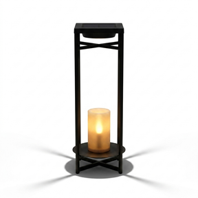 Ferro solar outdoor lantern — studio white hero