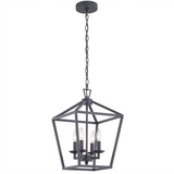 Kerri matte black farmhouse cage pendant — studio white hero