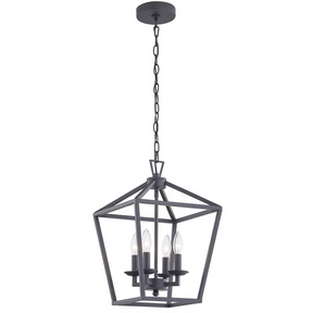 Kerri matte black farmhouse cage pendant — studio white hero