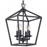 Kerri matte black cage pendant — studio white three-quarter angle