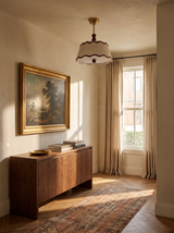Lifestyle: Odette flush mount in a warm entryway showing its size