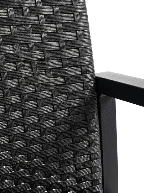 Nero black all-weather rattan weave, macro close-up on white