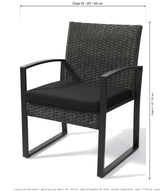 Nero dimensions: chair about 25 in wide, table about 16 in