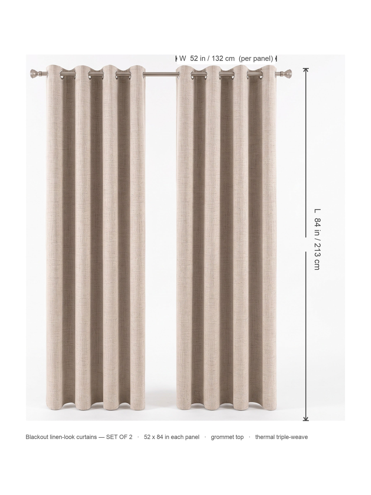 Linden curtains, dimensions