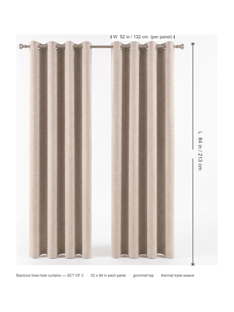 Linden curtains, dimensions