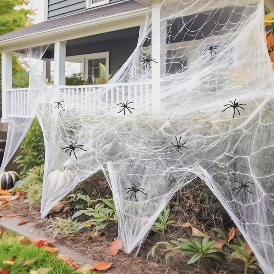 Stretch spider web over a doorway