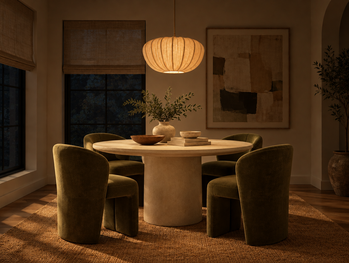 Pleated Fabric Pendant Light, Gold and Beige Dome Lamp